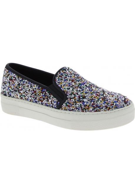laceless shoes in multicolor glitter 