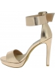 Steve Madden Women's platform ankle strap sandals heels in gold faux leather