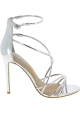 Steve Madden Women's ankle strap high stiletto sandals in silver faux leather