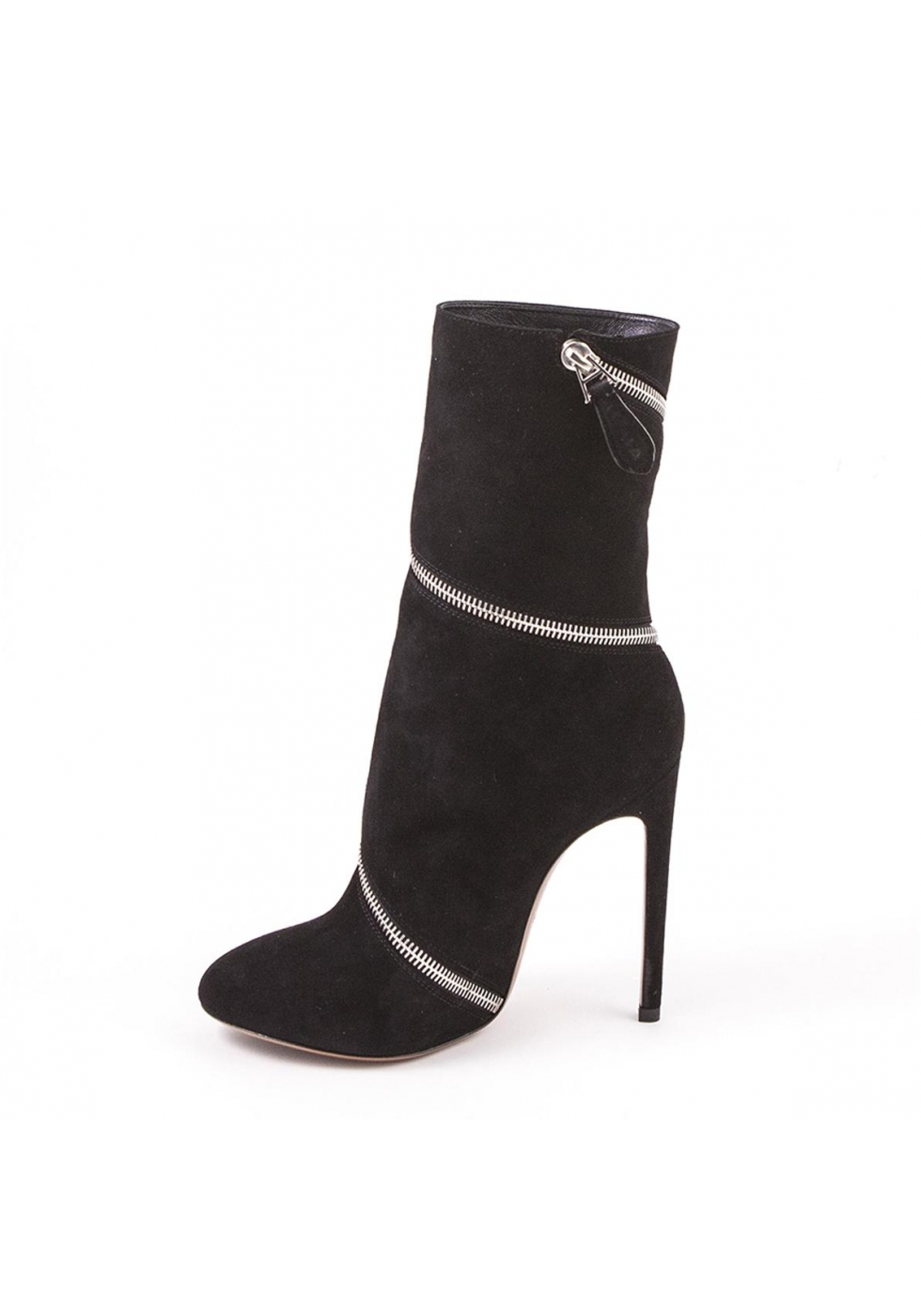 Alaïa midcalf zipped booties in black suede leather - Italian Boutique