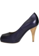 Marni open toe pumps in Violet metallic leather