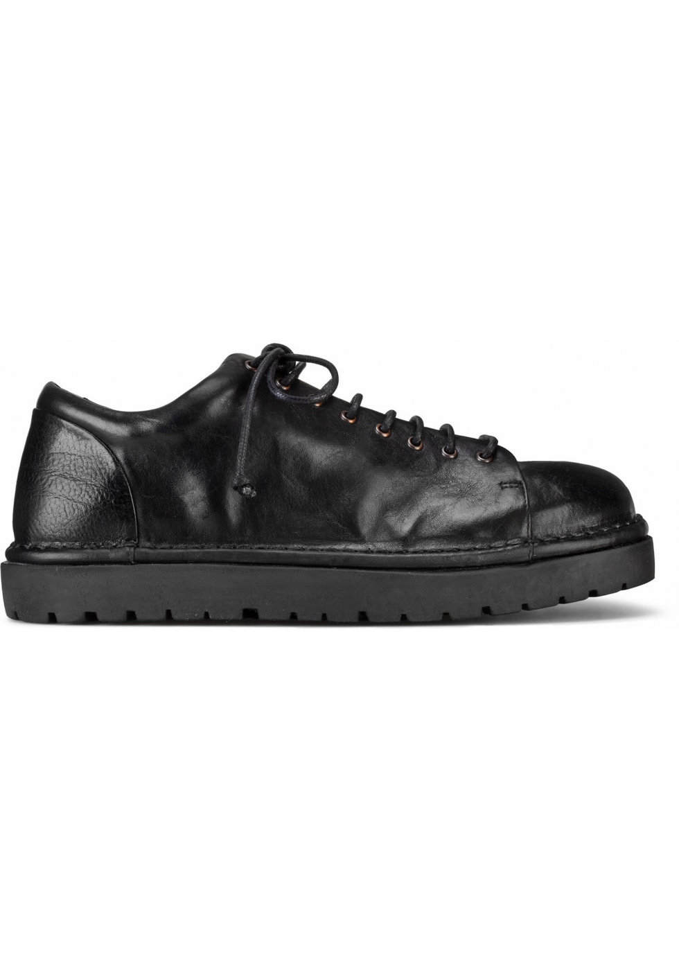 Marsèll Women's fashion lace-ups shoes in black calf leather made in ...