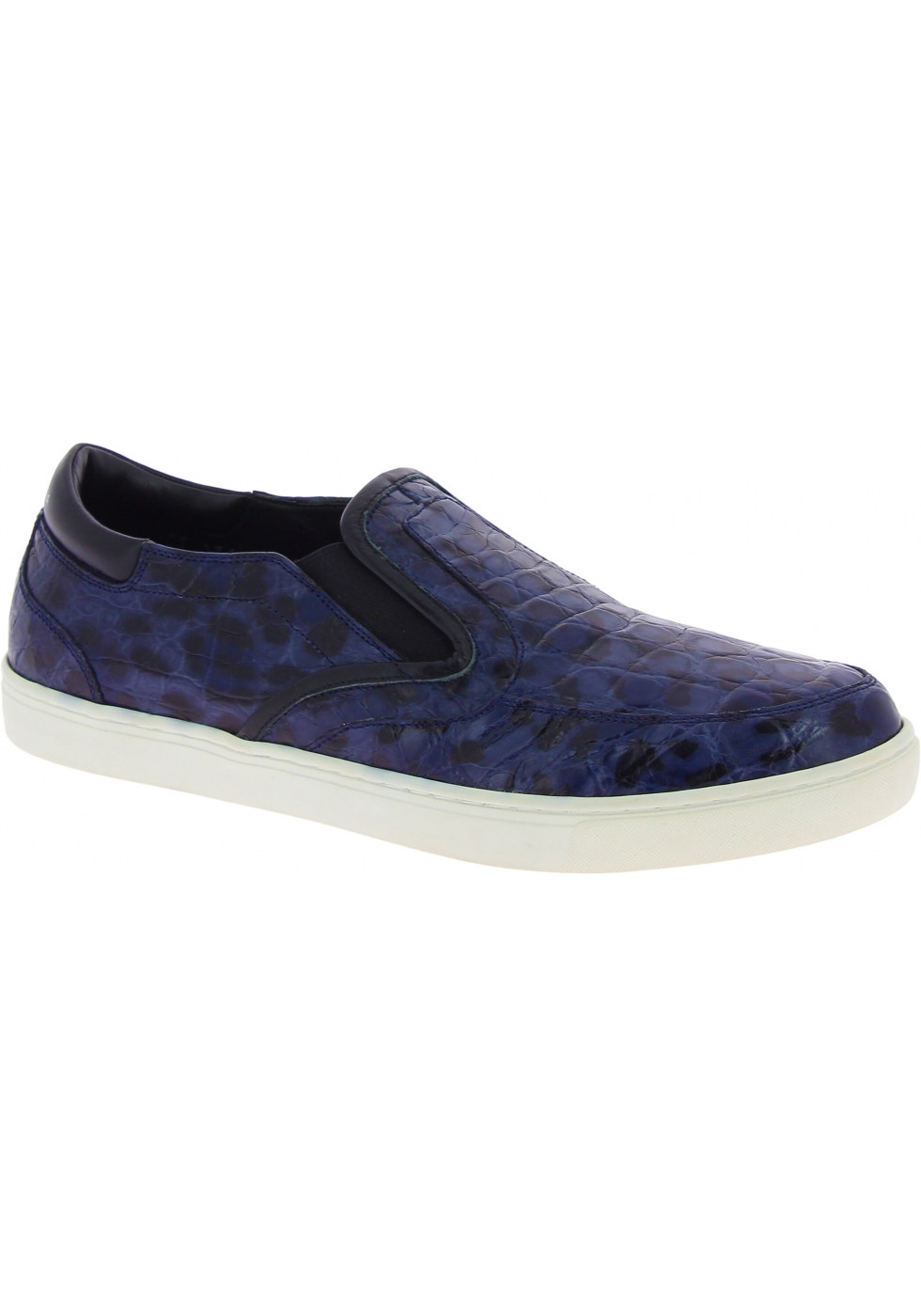 Dolce&Gabbana Men's fashion slip-on sneakers shoes in blue caiman leather - Italian Boutique