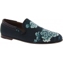 Dolce&Gabbana Men's loafers shoes in crocodile printed blue azure leather