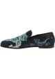 Dolce&Gabbana Men's loafers shoes in crocodile printed blue azure leather