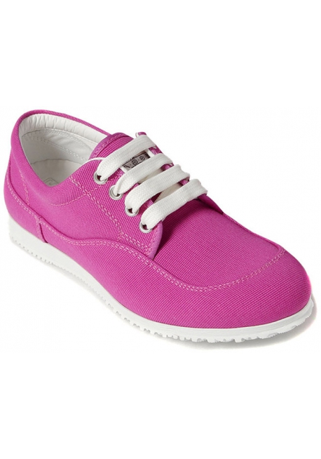 Hogan Women's fashion low top round toe lace-ups sneakers in pink canvas