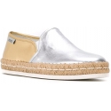 Hogan Women's fashion bicolor slip on espadrilles shoes in silver gold leather