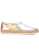 Hogan Women's fashion bicolor slip on espadrilles shoes in silver gold leather