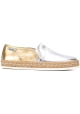 Hogan Women's fashion bicolor slip on espadrilles shoes in silver gold leather