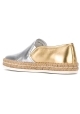 Hogan Women's fashion bicolor slip on espadrilles shoes in silver gold leather