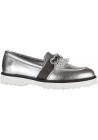 Hogan Women's slip on loafers shoes in silver laminated calf leather crystals