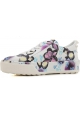 Hogan Women's sneakers shoes in multicolor leather flower pattern with beads