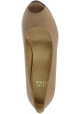Stuart Weitzman Women's peep toe high heeled pumps in beige python leather