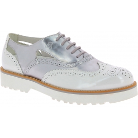 Hogan Women's fashion brogues lace-ups shoes in silver white patent leather
