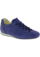 Hogan Women's low top fashion round toe sneakers shoes in blue suede leather