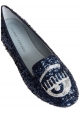 Chiara Ferragni ballerinas in blue sequins & silver eye