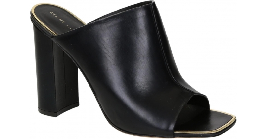 Céline heeled slides sandals in black Leather - Italian Boutique