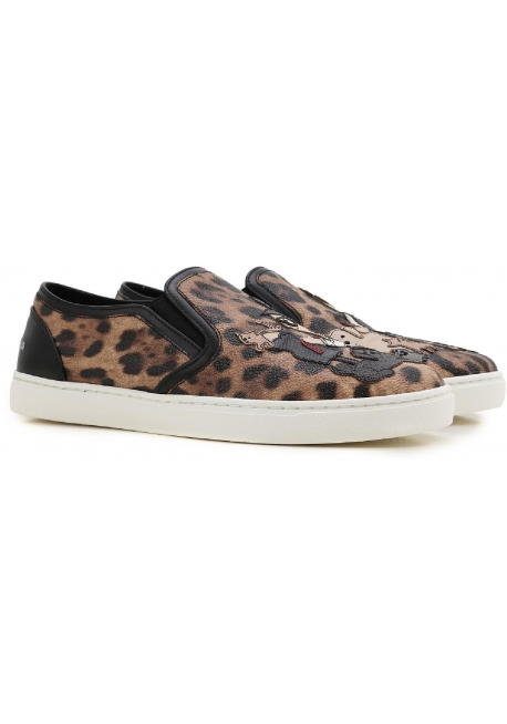 Dolce&Gabbana womens slip-ons in leopard Calf leather - Italian Boutique