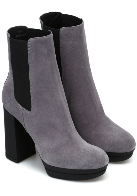 Hogan women's high heels chelsea boots in gray suede