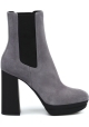 Hogan women's high heels chelsea boots in gray suede