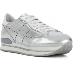 Hogan women's wedge sneakers in silver leather