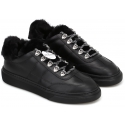 Hogan women's sneakers in black leather and faux fur