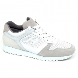 Hogan Men's fashion round toe sneakers shoes in white leather and ...