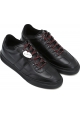 Hogan Men's fashion round toe sneakers in black leather with red laces
