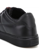 Hogan Men's fashion round toe sneakers in black leather with red laces