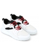 Hogan Men's fashion sneakers shoes in white leather and fabric with black details and red laces