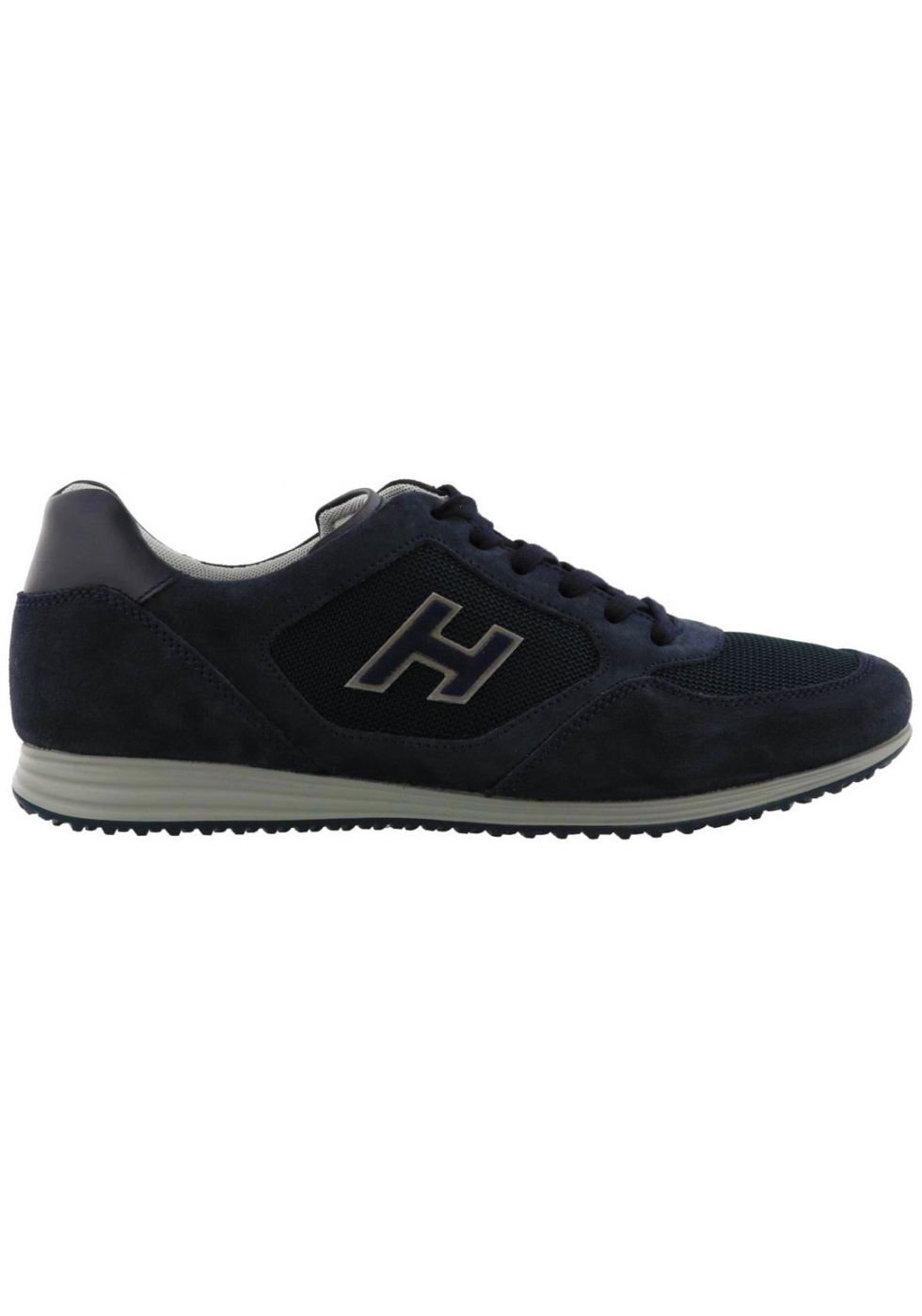Hogan Men's fashion round toe sneakers shoes in blue leather with logo ...