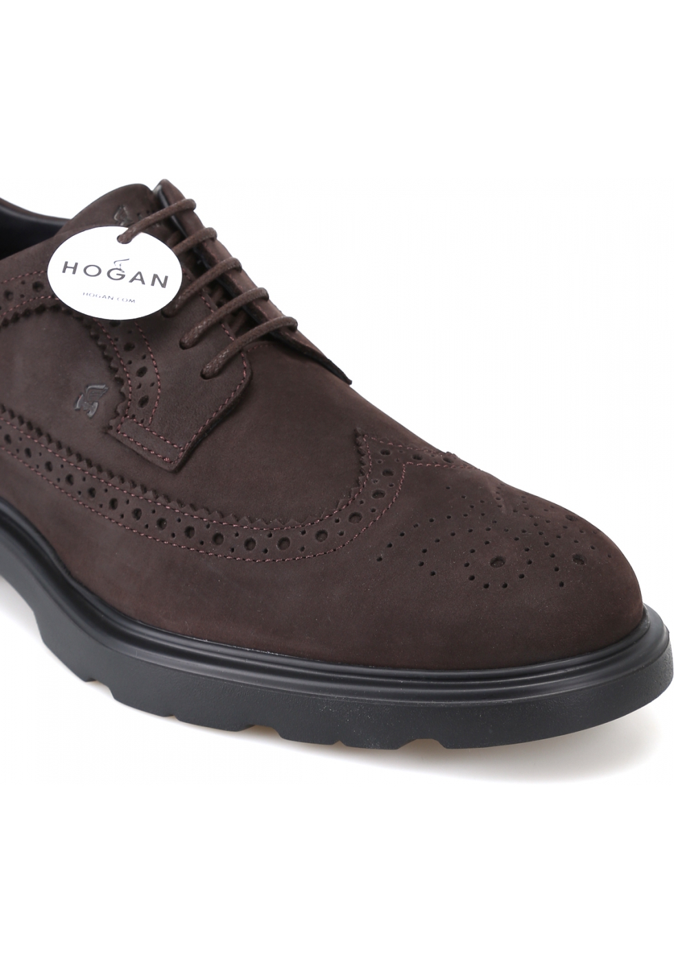 Hogan Men's fashion round toe lace-ups shoes in brown nubuck leather ...