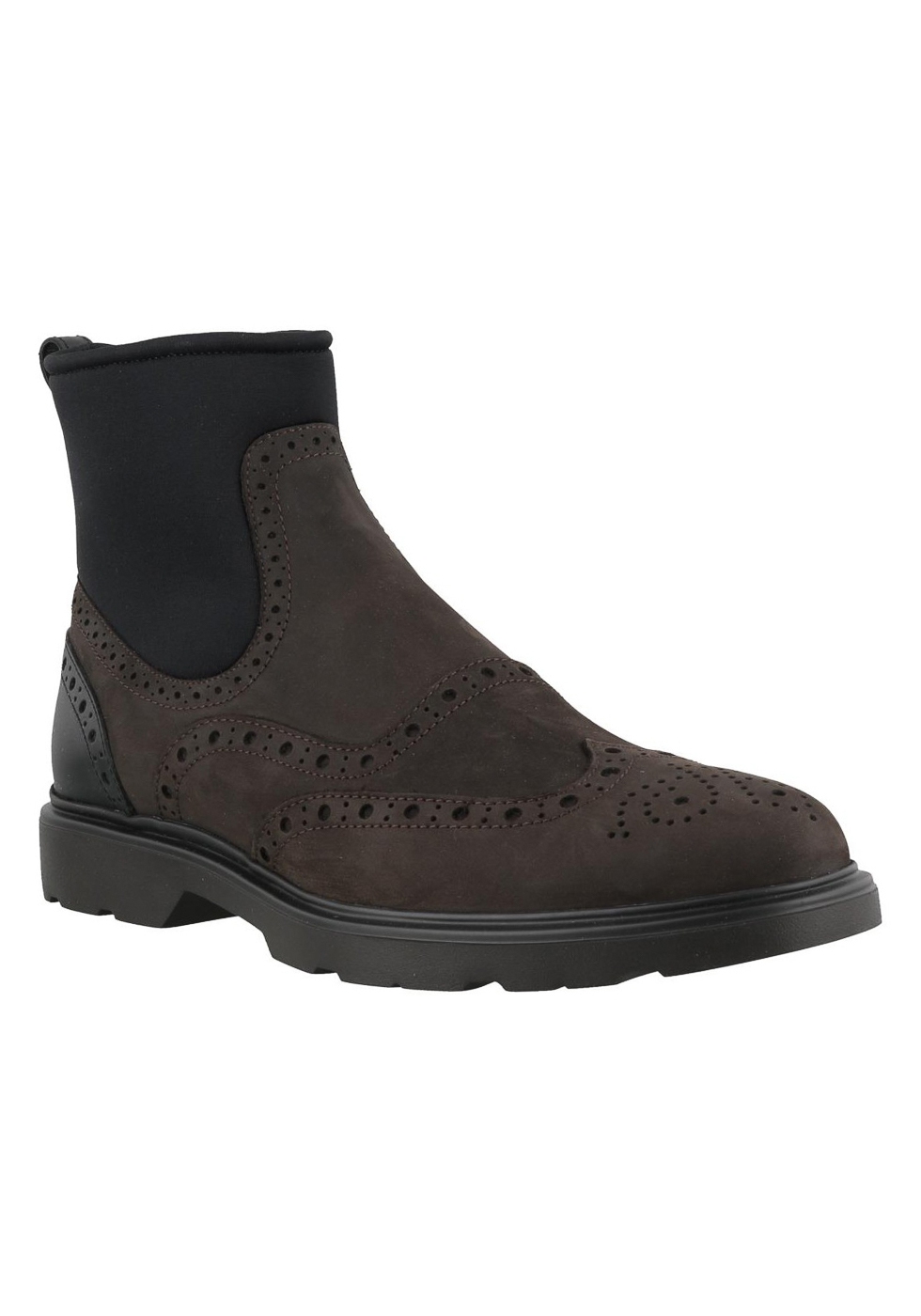 Hogan Men's fashion round toe laceless chukka boots in brown nubuck leather - Italian Boutique
