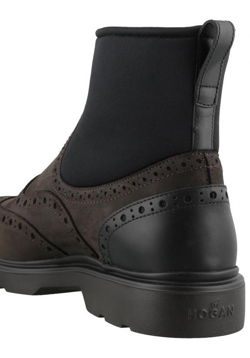 Hogan Men's fashion round toe laceless chukka boots in brown nubuck