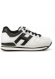 Hogan Women's fashion sneakers shoes in white leather with black logo and details