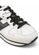 Hogan Women's fashion sneakers shoes in white leather with black logo and details