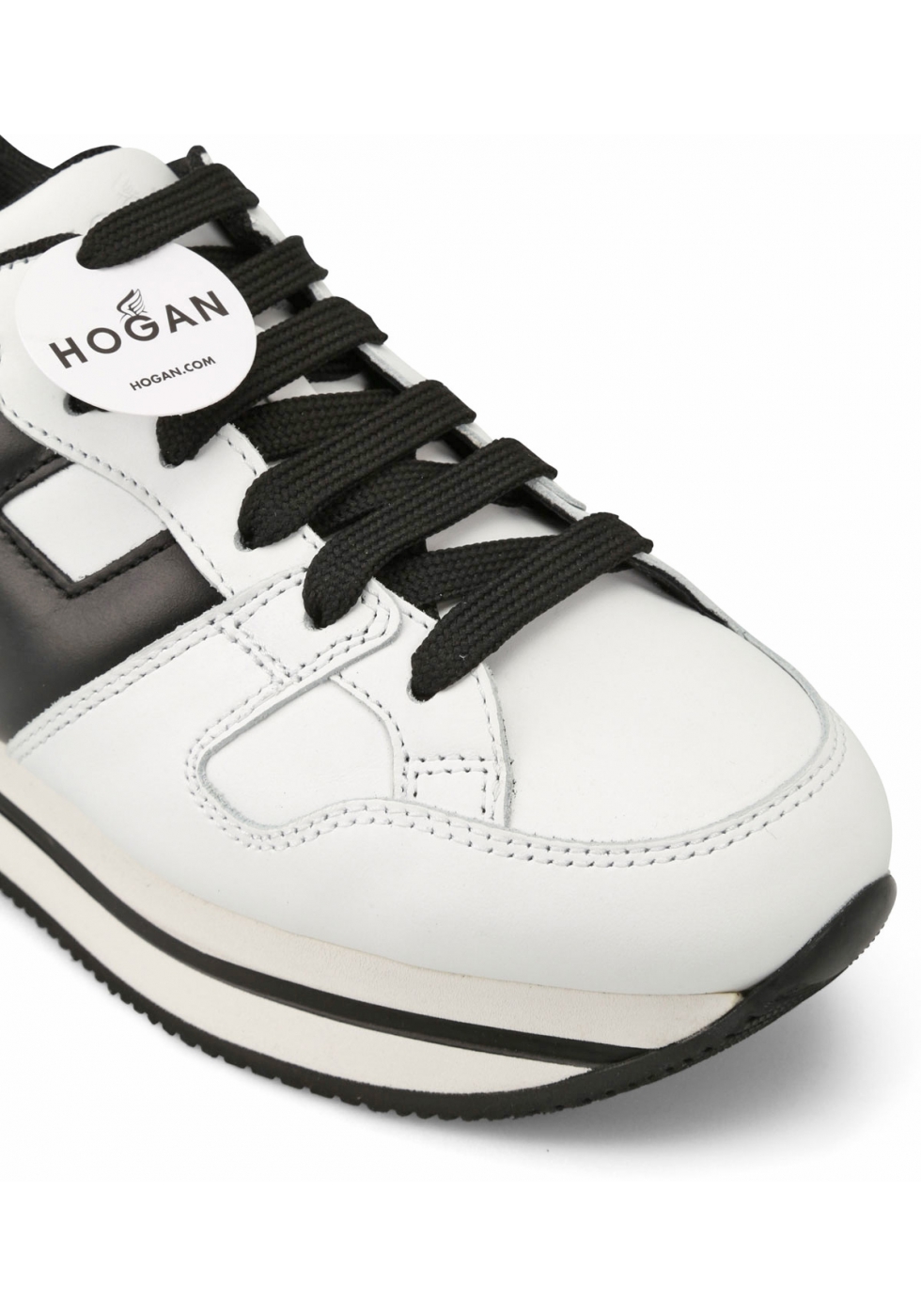 Hogan Women's fashion sneakers shoes in white leather with black logo ...
