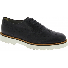 Hogan Women's brogues lace-ups oxfords shoes in black leather with white sole
