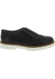 Hogan Women's brogues lace-ups oxfords shoes in black leather with white sole