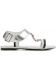 Prada women's flat sandals in silver laminated leather