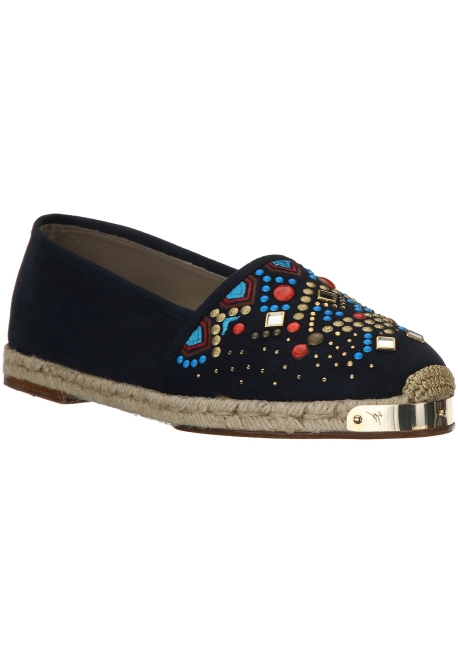 Zanotti women's espadrilles in black suede and studs