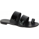 Zanotti women's flat sandals in black leather