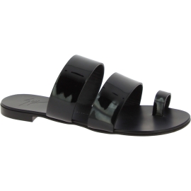 Zanotti women's flat sandals in black leather