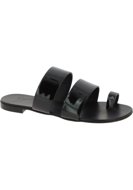 Zanotti women's flat sandals in black leather