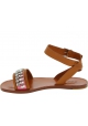 Miu Miu flat sandals in sand leather with crystals
