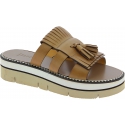 Sartore wedge sandals in tan leather and tassels