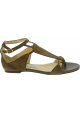 Jimmy Choo Women's flat thong sandals in light brown suede leather with buckle
