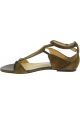 Jimmy Choo Women's flat thong sandals in light brown suede leather with buckle