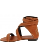 Barbara Bui Women's flat sandals in camel leather with ankle buckle closure