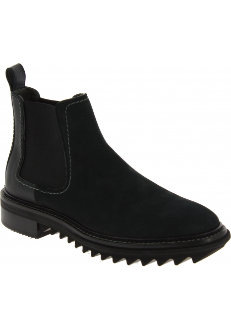 Lanvin Men's round toe fashion ankle boots in black leather with elastic bands
